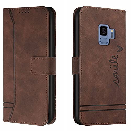 Lihondar Kompatibel mit Samsung Galaxy S9 Hülle, Handyhülle Samsung S9, S9 Leder Klappbar Schutzhülle Tasche Wallet Brieftasche [Standfunktion] Cover Flip Case für Samsung S9 Klapphülle (Braun) von Lihondar