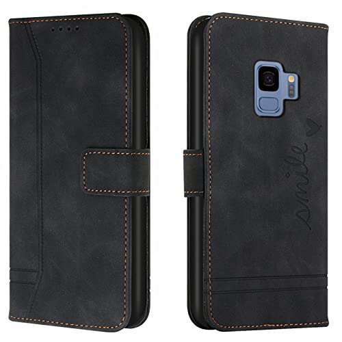 Lihondar Kompatibel mit Samsung Galaxy S9 Hülle, Handyhülle Samsung S9, S9 Leder Klappbar Schutzhülle Tasche Wallet Brieftasche [Standfunktion] Cover Flip Case für Samsung S9 Klapphülle (Schwarz) von Lihondar