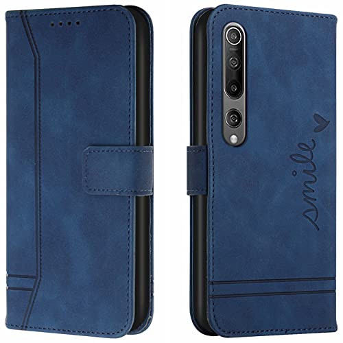 Lihondar Kompatibel mit Xiaomi Mi 10 5G / Xiaomi Mi 10 Pro 5G Hülle, Premium Handyhülle Leder Klappbar Schutzhülle Tasche Wallet mit Brieftasche [Standfunktion] Cover Flip Case Klapphülle (Blau) von Lihondar