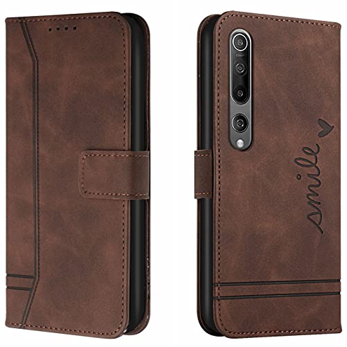 Lihondar Kompatibel mit Xiaomi Mi 10 5G / Xiaomi Mi 10 Pro 5G Hülle, Premium Handyhülle Leder Klappbar Schutzhülle Tasche Wallet mit Brieftasche [Standfunktion] Cover Flip Case Klapphülle (Braun) von Lihondar