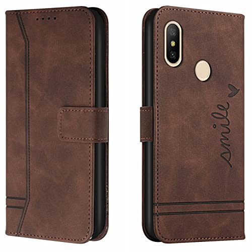 Lihondar Kompatibel mit Xiaomi Redmi Note 6 Pro Hülle, Handyhülle Xiaomi Redmi Note 6 Pro, Premium Leder Klappbar Schutzhülle Tasche Wallet mit Brieftasche Cover Flip Case Klapphülle (Braun) von Lihondar