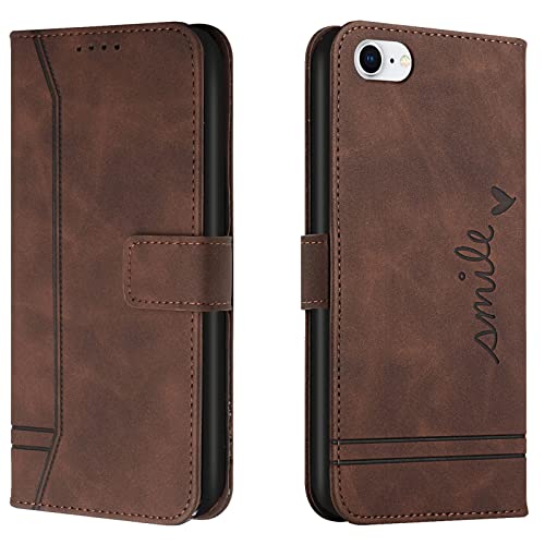 Lihondar Kompatibel mit iPhone SE 2020/iPhone 8/iPhone 7 Hülle (4,7 Zoll), Klappbar Handyhülle Klapphülle mit Kartenfach Handytasche Handy Schutzhülle Tasche Leder Wallet Flip Case Slim Cover (Braun) von Lihondar