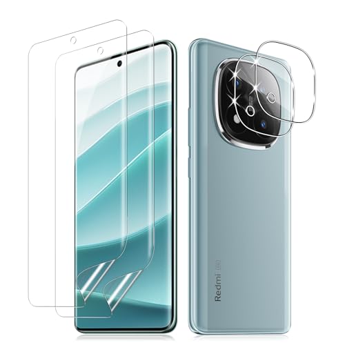 LiiLaa Hydrogel Diplayschutzfolie für Xiaomi Redmi Note 14 Pro Plus / 14 Pro+ 5G mit Positionierhilfe, 2 Stück Weiche TPU Schutzfolie und 2 Stück Kameraschutz, Flexible Folie Transparente Film von LiiLaa