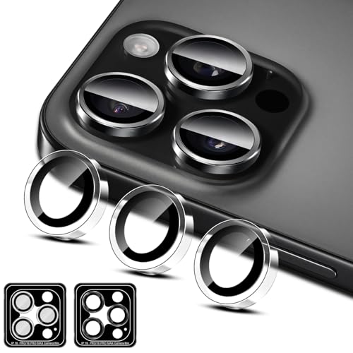 LiiLaa Kamera Schutzfolie für Panzerglas für iPhone 16 Pro / 16 Pro Max, Panzer Schutz Glas Kameraschutz 9H Härte Anti-Kratzen Kamera Folie HD Klar Linse Schutzglas - 1 Schwarz + 1 Klar von LiiLaa