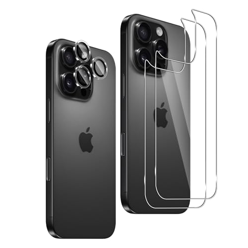 LiiLaa Rückseite Schutzfolie für iPhone 16 Pro Max für Panzerglas, [2+1 Stück] 9H Härte Gehärtete Glas Schutz Folie und Kameraschutz, HD Klar Anti-Kratzer Schutzglas von LiiLaa