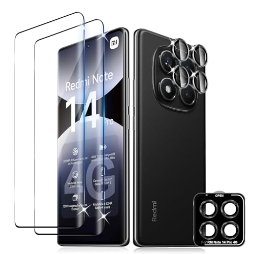 LiiLaa für Panzerglas für Xiaomi Redmi Note 14 Pro 4G, 2 Stück Schutzfolie und 1 Satz Individuelle Kameraschutz, HD-Klar, Bläschenfrei, Anti-Kratzen, 9H Härte Glas Schutz Folie von LiiLaa