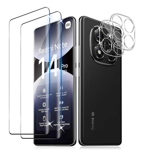 LiiLaa Schutzfolie für Redmi Note 14 Pro 5G / Xiaomi Poco X7 5G für Panzerglas, 2 Stück Gehärtete Glas Schutz Folie mit 2 Stück Kameraschutz, 9H displayschutz Ultra-klar Schutzglas von LiiLaa