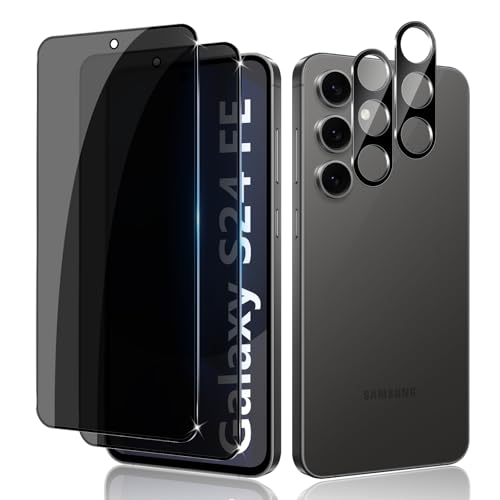 LiiLaa Sichtschutz für Samsung Galaxy S24 FE für Panzerglas, 2 Stück Anti Spy Gehärtete Glas Schutz Folie und 2 Stück Kamera Schutzfolie, 9H Härte Privacy Folie Kratzfest Sichtschutzfolie von LiiLaa