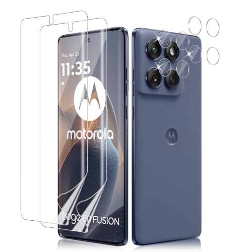 LiiLaa Hydrogel Diplayschutz für Motorola Moto Edge 60/60 Fusion/60 Pro mit Positionierhilfe, 2 Stück TPU Schutzfolie und 2 Stück Kameraschutz für panzerglas, Flexible Fingerabdrücke Entsperren Folie von LiiLaa