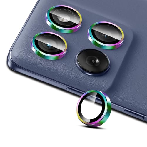 Liilaa Kameraschutz für Motorola Moto Edge 60 Fusion, Volle Bedeckung Objektivschutz, 9H Härte Kamera Schutz Glas Folie, Anti-Kratzer Individuelle Ring aus Metall linsenschutz, 1 Set(Farbenfrohen) von Liilaa