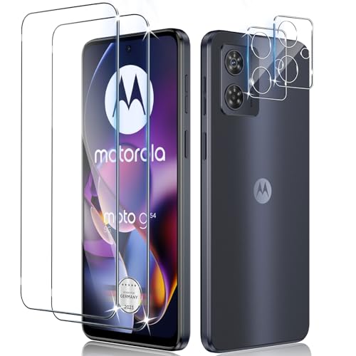 Liilaa Schutzfolie für Motorola Moto G54 5G für Panzerglas, 2 Stück Panzer Schutz Glas Folie mit 2 Stück Kameraschutz, 9H Panzerfolie Ultra-klar Schutzglas Displayfolie von Liilaa