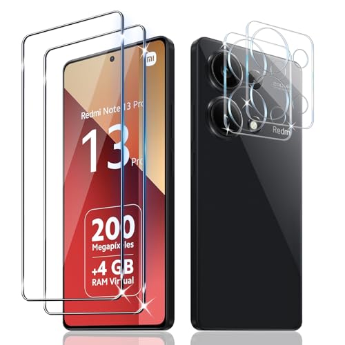 LiiLaa Schutzfolie für Xiaomi Redmi Note 13 Pro 4G für Panzerglas, 2 Stück Gehärtete Glas Schutz Folie mit 2 Stück Kameraschutz, 9H displayschutz Ultra-klar Schutzglas von LiiLaa