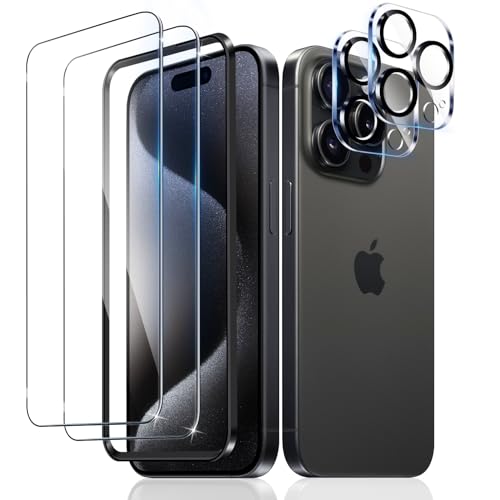LiiLaa Schutzfolie für iPhone 15 Pro Max für Panzerglas, 2 Stück Gehärtete Glas Schutz Folie mit 2 Stück Kameraschutz, 9H displayschutz Ultra-klar Schutzglas LiiLaa Schutzfolie für iPhone 15 Pro Max für Panzerglas, 2 Stück Gehärtete Glas Schutz Folie mit 2 Stück Kameraschutz, 9H displayschutz Ultra-klar Schutzglas von LiiLaa
