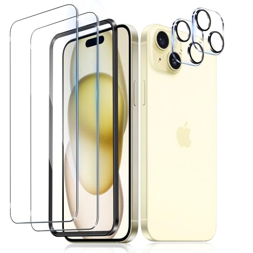 LiiLaa Schutzfolie für iPhone 15 für Panzerglas, 2 Stück Gehärtete Glas Schutz Folie mit 2 Stück Kameraschutz, 9H displayschutz Ultra-klar Schutzglas LiiLaa Schutzfolie für iPhone 15 für Panzerglas, 2 Stück Gehärtete Glas Schutz Folie mit 2 Stück Kameraschutz, 9H displayschutz Ultra-klar Schutzglas von LiiLaa