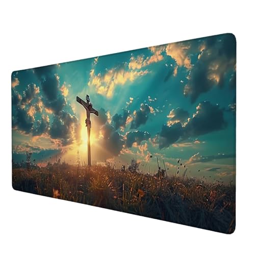 Mauspad Jesus, Mauspad XXL 900x400 mm, Großes Schreibtischunterlage mit Religion Motiv, Gaming Mousepad mit Einer Speziellen Oberfläche Verbessert Geschwindigkeit und Präzision, für Spiel, Zuhause Q-0 von Lijahoo