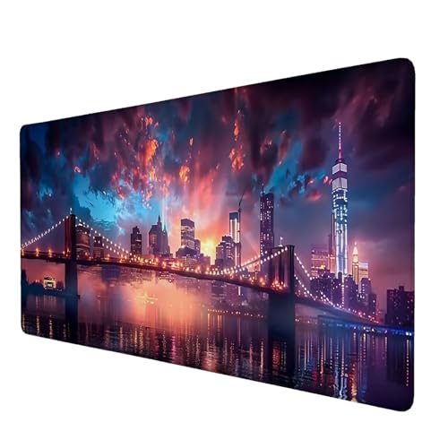 Mauspad London, Mauspad XXL 1000x500 mm, Großes Schreibtischunterlage mit Stadt Motiv, Gaming Mousepad mit Einer Speziellen Oberfläche Verbessert Geschwindigkeit und Präzision, für Spiel, Zuhause L-5 von Lijahoo