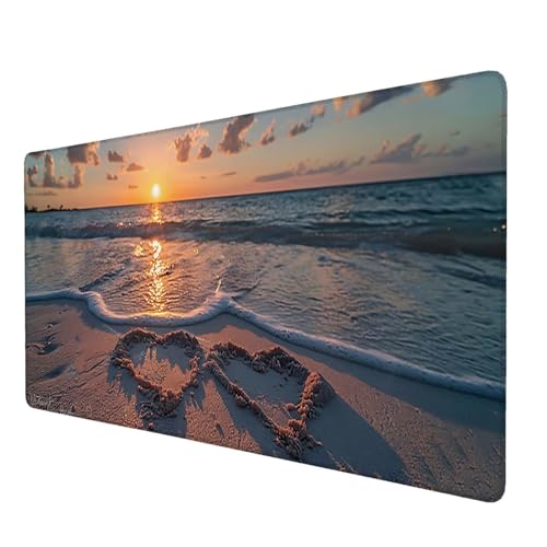 Schreibtischunterlage, Strand Mauspad XXL 100 x 50 cm, Erweitertes Gaming-Mauspad mit Genähten Kanten, Rutschfeste Wasserdichte Gummiunterseite Mauspad Wie, für Büro, Zuhause, Schreibtischdekor W-8 von Lijahoo