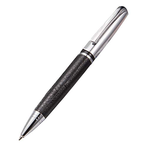 Ocobudbxw Kugelschreiber, drehbar, 0,5 mm, schwarze Tinte, Leder, Metall, Kugelschreiber, Schreibwaren, Geschenk von Lijun