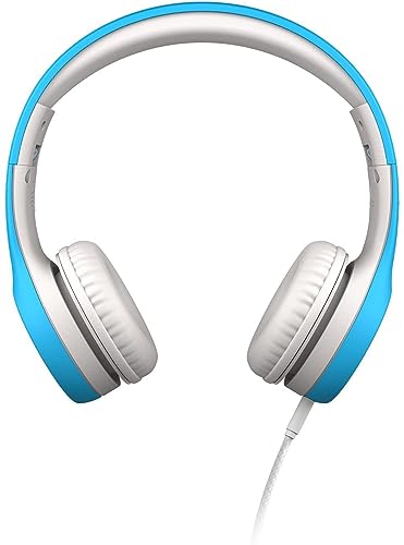 LilGadgets Connect+ Kinder-Kopfhörer mit Kabel, mit Mikrofon, Lautstärkebegrenzung für sicheres Hören, Verstellbarer Kopfbügel, gepolsterte Ohrpolster für Komfort, Kleinkind-Kopfhörer, Blau von LilGadgets