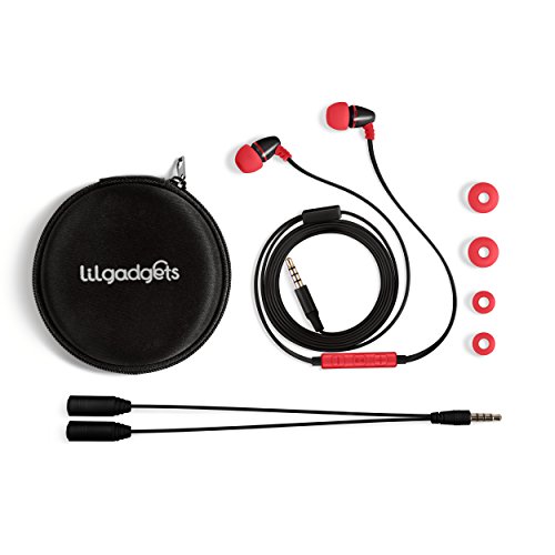 LilGadgets Die kabelgebundenen BestBuds-Ohrhörer sicher und bequem für Kinder und verfügen über EIN Inline-Mikrofon, EIN Reiseetui, einen Splitter und die Farbe Rot/Schwarz. von LilGadgets