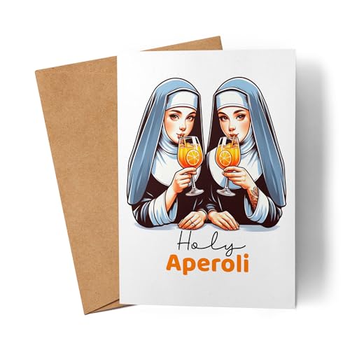 Holy Aperoli Zwei Nonnen Genießen Sommergetränk Design Lustig Geschenk Karte Grußkarte von Lilavie-Design