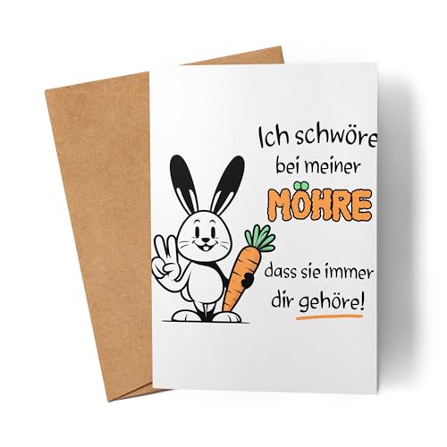 Ich schwöre bei meiner Möhre Witziger Hase Karte Grußkarte - Partnerin Partner Liebe von Lilavie-Design