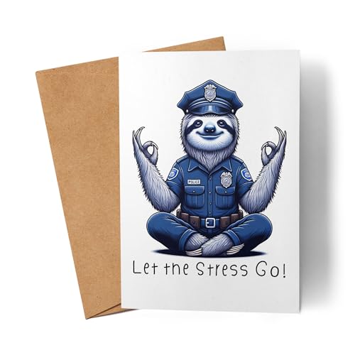 Let the Stress go Faultier Polizist Karte Grußkarte - Polizei Stressig Yoga Erholung von Lilavie-Design