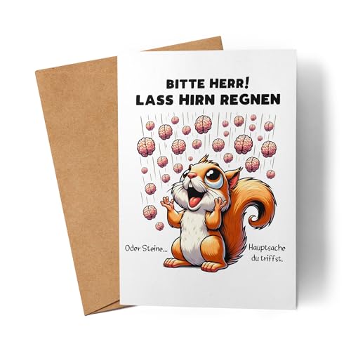 Lilavie-Design Bitte Herr lass Hirn regnen Eichhörnchen Karte Kollege Geschenkidee Hirn von Lilavie-Design