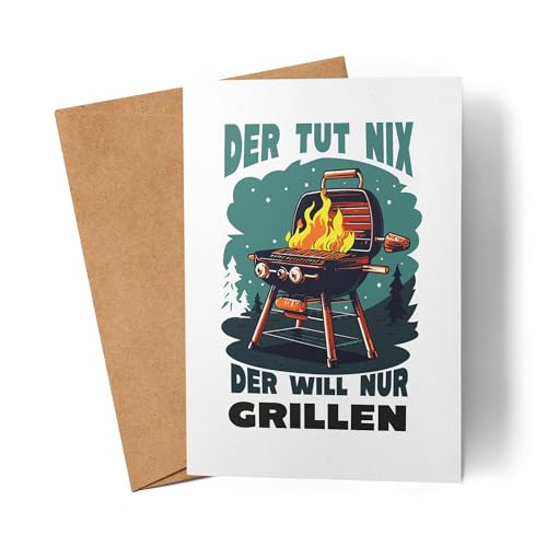 Lilavie-Design Der tut Nix der will nur Grillen Karte Papa Vater Opa BBQ Geschenk Grillmeister von Lilavie-Design
