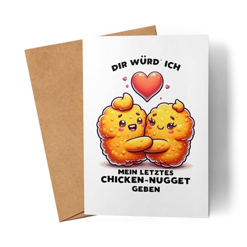 Lilavie-Design Dir würd ich mein letztes Chicken Nugget geben Süße Nuggets Karte Grußkarte - Paar Umarmung Geschenkidee von Lilavie-Design