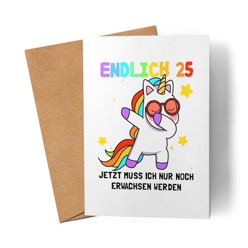 Lilavie-Design Endlich 25 Karte Geburtstag Einhorn Lustig Spruch Frauen Geschenkidee Mädchen 25. Geburtstag 25 Jahre von Lilavie-Design