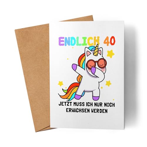 Lilavie-Design Endlich 40 Karte Geburtstag Einhorn Lustig Spruch Frauen Geschenkidee Mädchen 40. Geburtstag 40 Jahre von Lilavie-Design