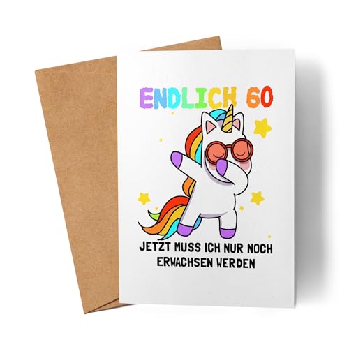 Lilavie-Design Endlich 60 Karte Geburtstag Einhorn Lustig Spruch Frauen Geschenkidee Mädchen 60. Geburtstag 60 Jahre von Lilavie-Design