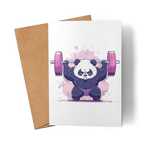 Lilavie-Design Fitness Panda Power Karte Grußkarte Gym Freak Powerlifting Muskeln Training Weightlifting von Lilavie-Design