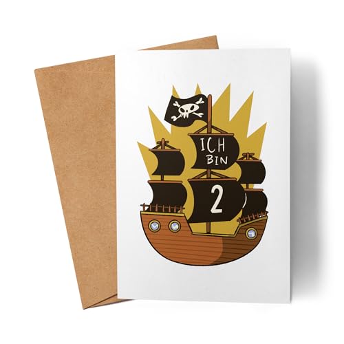 Lilavie-Design Geburtstag 2 Jahre Karte 2 Jahre 2. Geburtstag Piraten Pirat Motto von Lilavie-Design