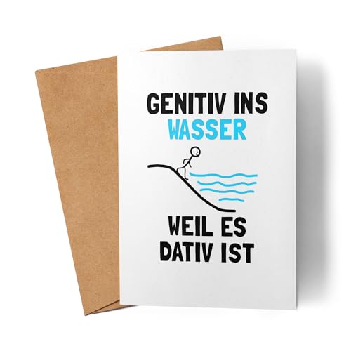 Lilavie-Design Genitiv ins Wasser weil es Dativ ist Karte Grammatik Lehrer Deutschlehrer Germanisten von Lilavie-Design