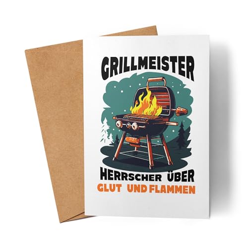 Lilavie-Design Grillmeister Herrscher über Glut und Flammen Karte Papa Vatertag BBQ Geschenk von Lilavie-Design