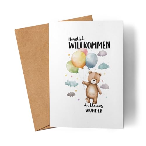 Lilavie-Design Herzlich willkommen du kleines Wunder Karte Geburt Geschenk Hallo Baby von Lilavie-Design