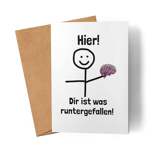 Lilavie-Design Hier dir ist etwas runtergefallen Karte Lustig Spruch Gehirn Strichfigur von Lilavie-Design