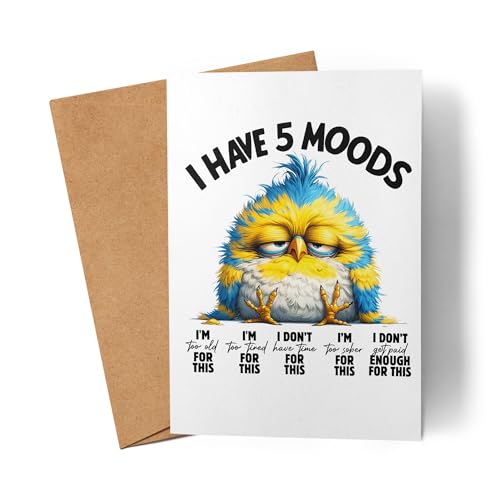 Lilavie-Design I Have 5 Moods Lustiger Vogel Karte Grußkarte Sarkastisch Humorvoll Geschenkidee von Lilavie-Design