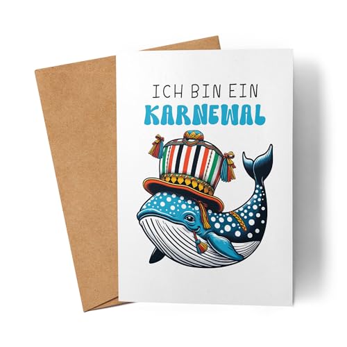 Lilavie-Design Ich bin ein Karnewal Karte Karnevalsfeier Wal Fasnacht Jeck von Lilavie-Design