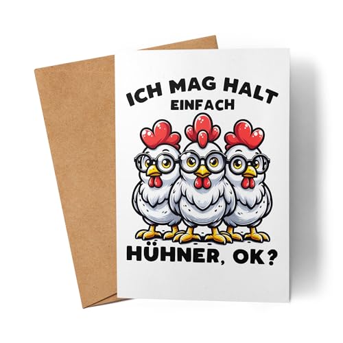 Lilavie-Design Ich mag halt einfach Hühner, ok? Witzige Hühner Karte Grußkarte - Landwirt Hahn Huhn Geschenk von Lilavie-Design