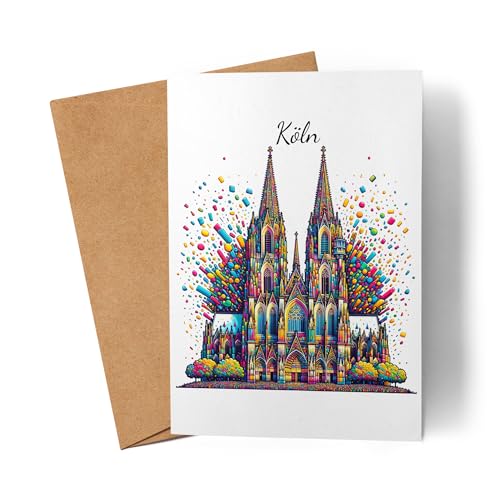 Lilavie-Design Köln Jeckes Herz Kölner Dom Karte Konfetti Fasching Karneval Stadtliebe Kölsch von Lilavie-Design