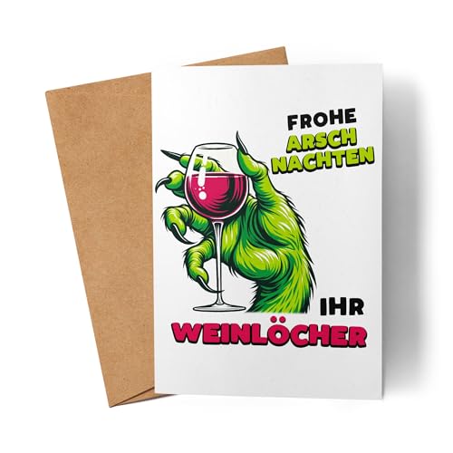 Lilavie-Design Schöne Arschnachten Rotwein Hand Karte Weihnachtshasser Rotwein Ironie Weihnachtskarte von Lilavie-Design