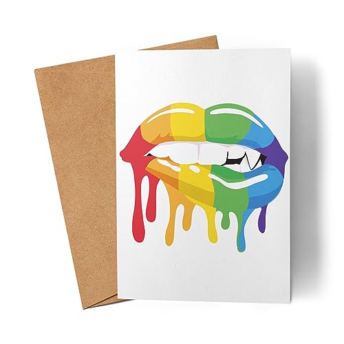 Love in Colors Karte Grußkarte LGBT Pride Liebe Regenbogenflagge Lippe Stolz von Lilavie-Design