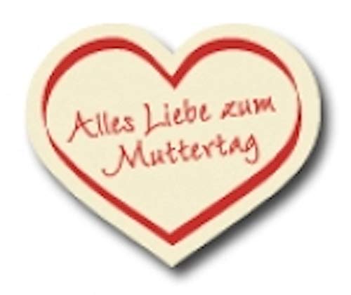 Geschenk-Etiketten Herz"Alles Liebe zum Muttertag" E-343b 38x32 mm – Antique mit Rot glänzender Prägung - 250 Stück/Rolle von LillyDesign