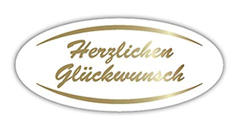 Geschenk-Etiketten "Herzlichen Glückwunsch" – E 721-500 – Haft-Etiketten Aufkleber Papieraufkleber selbstklebend Haftpapier Geburtstag - 40x18mm – mit Goldprägung - 500 Stück Geschenk-Etiketten "Herzlichen Glückwunsch" – E 721-500 – Haft-Etiketten Aufkleber Papieraufkleber selbstklebend Haftpapier Geburtstag - 40x18mm – mit Goldprägung - 500 Stück von LillyDesign