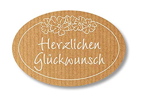 Geschenk-Etiketten - "Herzlichen Glückwunsch" E- 941b-250-40x30 mm - Kraft-braun mit Weißprägung - 250 Stück/Rolle Geschenk-Etiketten - "Herzlichen Glückwunsch" E- 941b-250-40x30 mm - Kraft-braun mit Weißprägung - 250 Stück/Rolle von LillyDesign