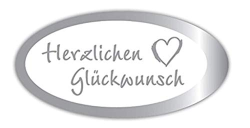 Geschenk-Etiketten"Herzlichen Glückwunsch" Herz – E-802b –250 - Haft-Etiketten Aufkleber selbstklebend Papieraufkleber Haftpapier - mit Silberprägung - 54x27mm – 250 Stück Geschenk-Etiketten"Herzlichen Glückwunsch" Herz – E-802b –250 - Haft-Etiketten Aufkleber selbstklebend Papieraufkleber Haftpapier - mit Silberprägung - 54x27mm – 250 Stück von LillyDesign