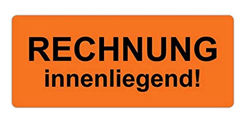 Hinweis-Etiketten als Aufkleber - "RECHNUNG innenliegend !" W-033-1000 - 65x27 mm - Rot leuchtend - 1000 Stück/Rolle Hinweis-Etiketten als Aufkleber - "RECHNUNG innenliegend !" W-033-1000 - 65x27 mm - Rot leuchtend - 1000 Stück/Rolle von LillyDesign